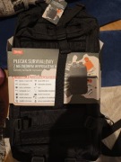 Plecak survivalowy z niezbędnym wyposażeniem 15 elementów . Czarny