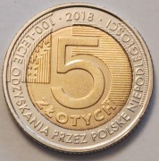 5 zł złotych 2018 100 lat Odzysk. Niepodl b. ładna