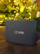 Czarny skórzany rozkładany portfel męski || OCHNIK