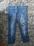 Legginsy 3/4 imitacja jeansu z dziurami 