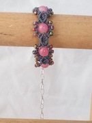 BRANSOLETKA KORALIKI SZKLANE MAKRAMA RĘKODZIEŁO 