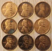 1 CENT USA 1919 - 1939  LINCOLN 9 SZT, KAŻDA INNA