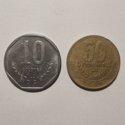 Monety, Kostaryka 10 colonów 1985, 50 colonów 1999