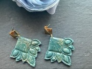 Kolczyki "Szałwiowy Listek"|Miętowa Szałwia & Złota Mandala| Styl Boho-Chic