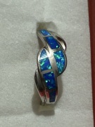 Obrączka srebro 925 z niebieskim opalem r.20