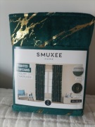 Zielone zasłony welurowe welwetowe Smukee komplet dwóch zasłon na taśmie 