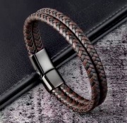 Mega elegancka bransoletka opaska męska czarno brązowa. Unisex. NOWY! 