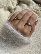 Rodochrozyt pierścionek z perłą naturalną handmade elastyczny