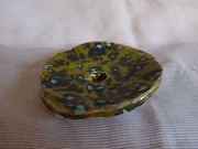 Mydelniczka ceramiczna z gliny zielona, wzorki