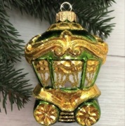 Szklana bombka choinkowa ręcznie malowana Kareta 10 cm