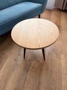Stolik kawowy dębowy, okrągły 60 cm. Wosk naturalny, kolor jasny orzech