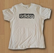 Adidas Koszulka T-shirt Biała XL Box Logo Czarny Nadruk Vintage Streetwear