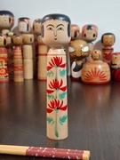 Oryginalna japonska lalka kokeshi Shoichi Sato Naruko  18 cm 1982 rok