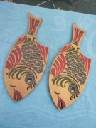 PRL dwie ryby drewniane radzieckie 