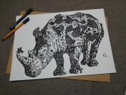 Rysunek: nosorożec, cienk. - b. tech. A3, 250g/m2