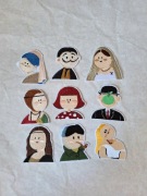 Aplikacja do naszycia, naszywka  zestaw 9szt postacie z obrazów, sztuka