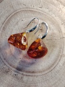 Kolczyki z Naturalnego Bursztynu Bałtyckiego. Unikat. Stal Szlachetna. 