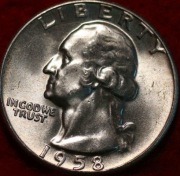 25 centów - SREBRO - Washington 1958 - Quarter Dollar-menniczy 