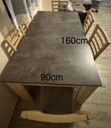 Rozkładany stół 6 krzeseł szary blat 