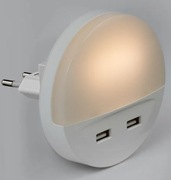 Lampka nocna do kontaktu biała 2 x USB LED Inspire