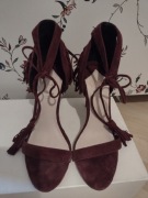 Zara Gino Rossi Faith skóra zamsz 36 sandały bordo