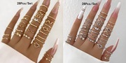 Zestaw 28 modnych pierścionków - boho / minimalistyczne - złote lub srebrne