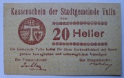 Notgeld - Gutschein, Austria, Tulln, 20 Heller, 1920
