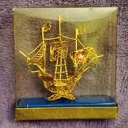 Stara pamiątka z Portugalii filigranowy żaglowiec 