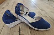 Granatowe sandały espadryle na koturnie rozmiar 39