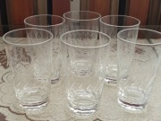 Delikatne szklanki do wody z lat 50 szlifowane w stylu Mid Century 