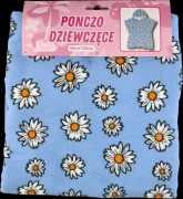 Niebieskie ponczo dziewczęce w stokrotki 