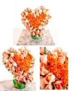 Serce pomarańczowe na pomnik 45 cm | betonowa misa | dekoracja nagrobna