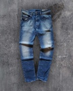 Diesel Jeansy Regular W30/L32 Średni Wash Vintage Distressed Włoskie