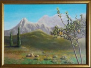 DRZEWKA POMARAŃCZOWE obraz 70 x 50 akryle rama