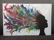 Obraz ręcznie malowany na płótnie, akryl, abstrakcja, portret, 120x80