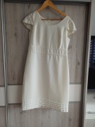 Elegancka sukienka koktajlowa w kolorze kości słoniowej / ecru. Rozmar 40
