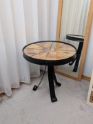 Rustykalny stolik kawowy lite drewno kuty metal 