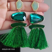 Nowe kolczyki zielono-szmaragdowe z kryształkami wiszące