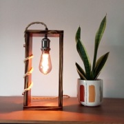 Lampa lampka stołowa nocna drewniana loft retro prezent handmade unikalna 