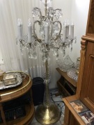 Lampa stojąca kryształ 10 ramienny mosiądz szkło