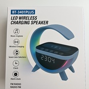 Głośnik Bluetooth BT-3401PLUS z ładowarką indukcyjną, budzikiem i radiem FM