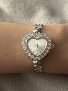 Zegarek damski serce srebrny regulowany na bransoletce