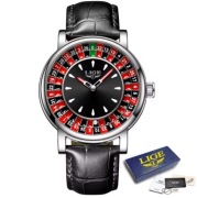 LIGE 2025 męski zegarek ruletka kwarcowy wodoodporny