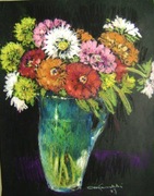 KWIATY CYNIE pastel 43x34cm 