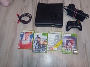 Xbox 360 slim dysk 500gb pad + 4 gry