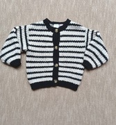 Sweter dziewczęcy  rozpinany,w paski Zara rozmiar 104cm, kremowy -czarny 