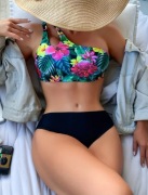 Piękne tropikalne bikini asymetryczny biustonosz 