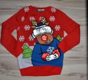 316* George Świąteczny sweter Renifer Rudolf 8/9 lat_ 128/134 cm