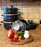 Garnki Klonberg marmurkowe 10 elementów - 5 szt i 5 pokrywek - gaz/indukcja