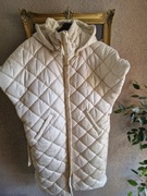 Kamizelka długa pikowana beżowa Bastet M na zamek z kapturem